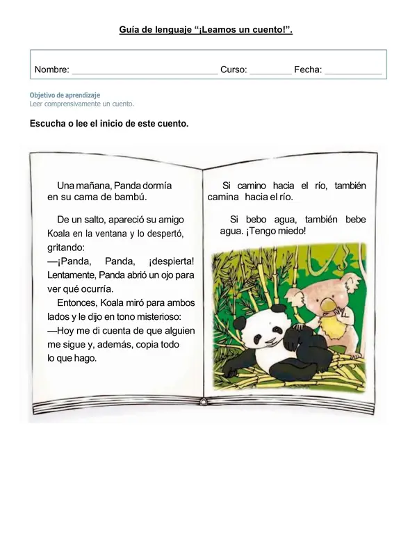 Guía de comprensión lectora cuento 1°- 2° año básico.