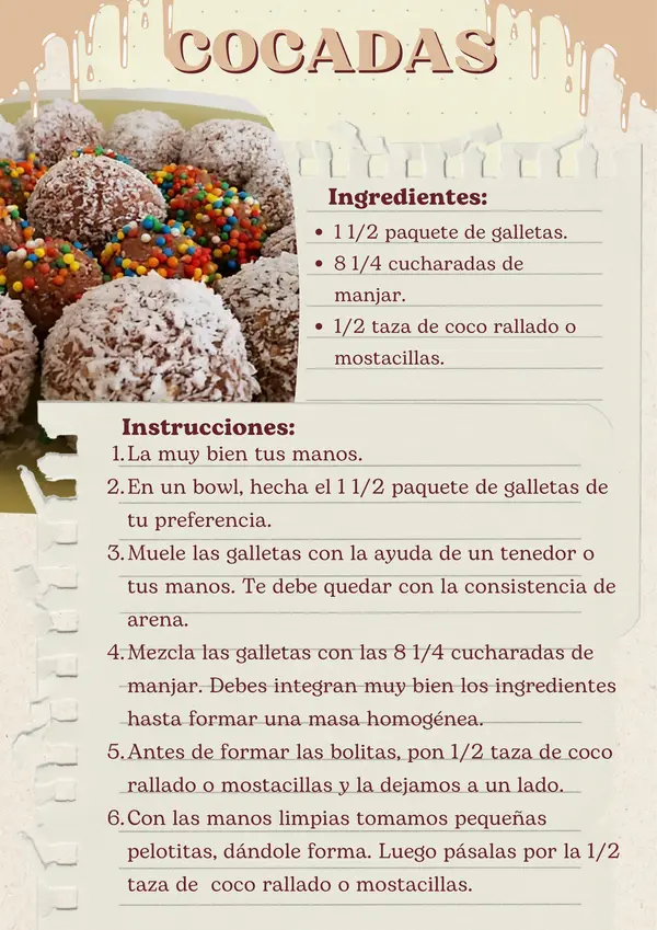 Receta de cocadas con fracciones