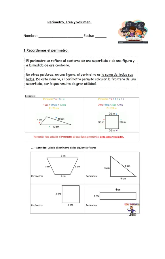 Guía perímetro, área y volumen.