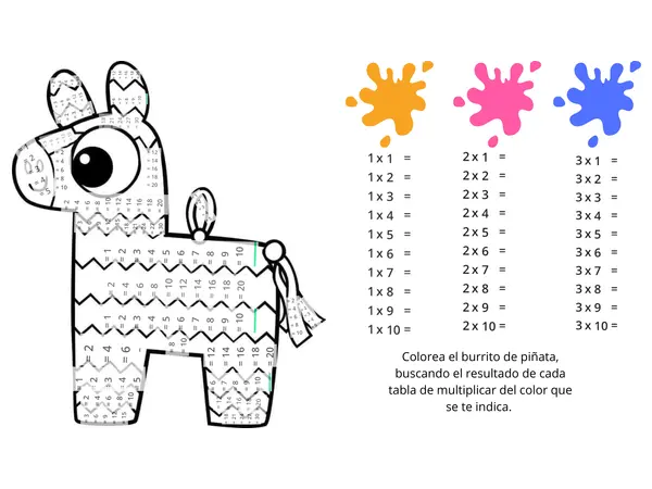 Colorea el burrito de piñata 