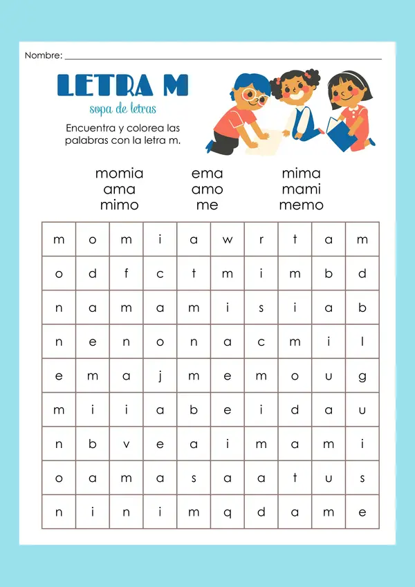 Sopa de letras de letras M