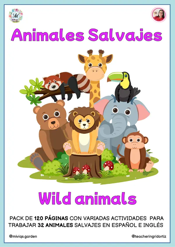 Learning English: Wild Animals (Inglés y español)