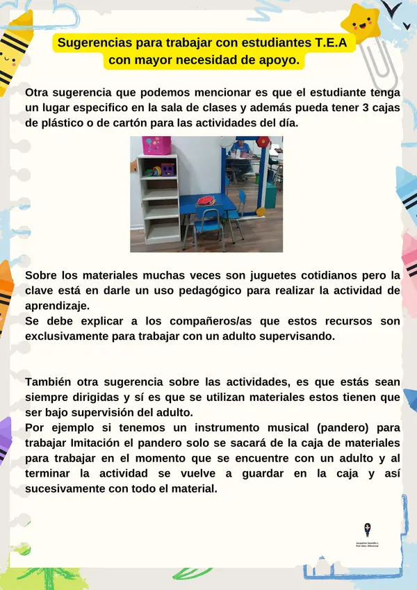 Sugerencias para trabajar en aula con estudiantes TEA