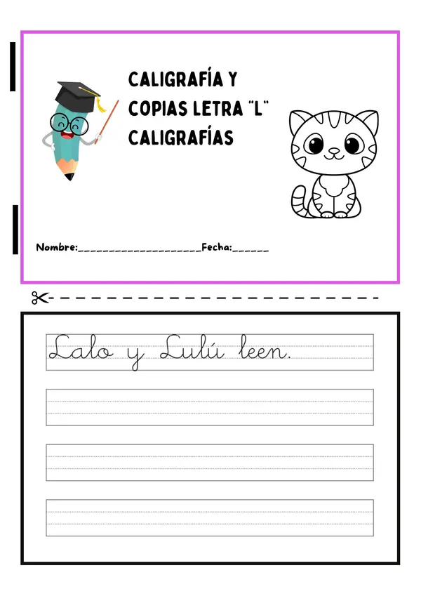 Mini libro de caligrafías letra "L" 
