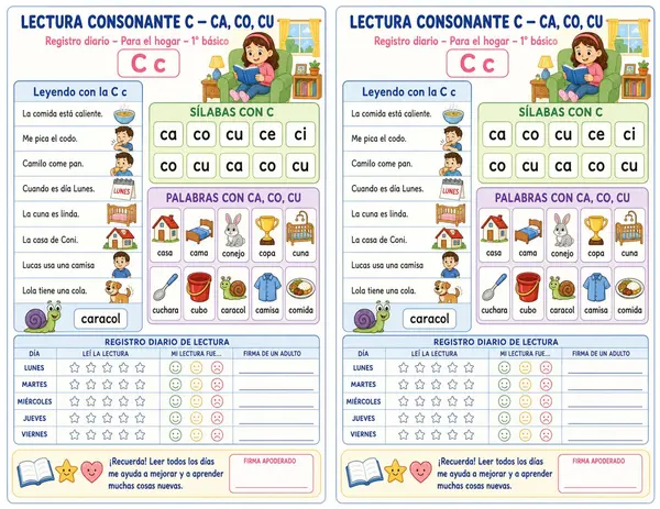 Lecturas al hogar: consonantes y fluidez lectora