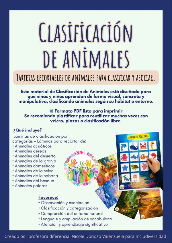 Plantillas Clasificación de animales