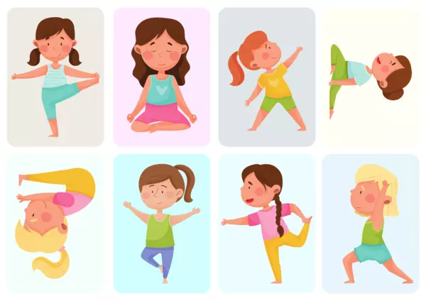 Tarjetas con Ilustraciones: Posiciones de yoga