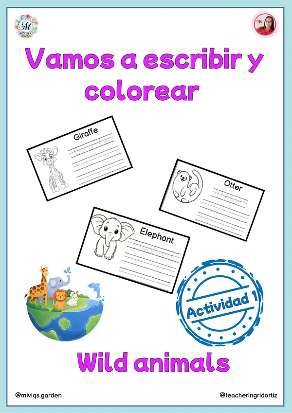 Learning English: Wild Animals (Inglés y español)