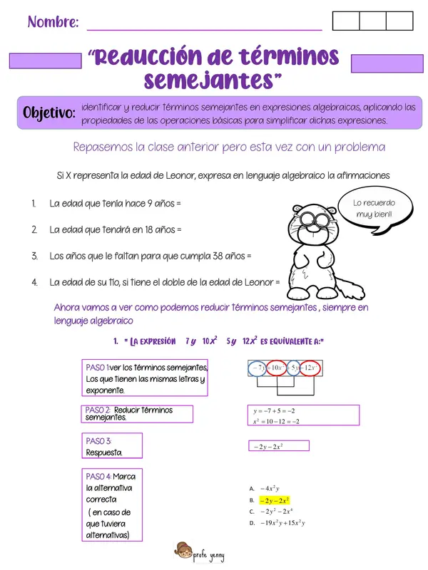 Reducción de términos semejantes