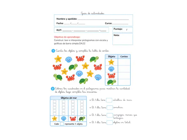 Guía de Pictogramas y Gráficos de Barras – 2° Básico