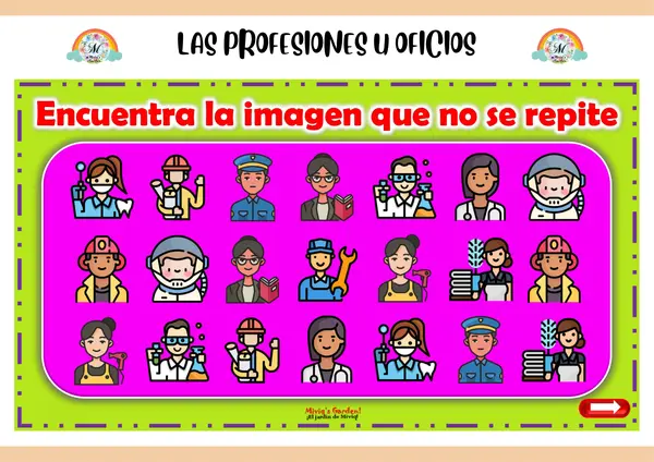 Juego de Atención: Profesiones y Oficios en pdf 
