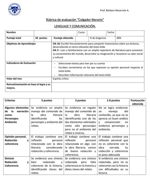 Rubrica "COLGADOR LITERARIO"
