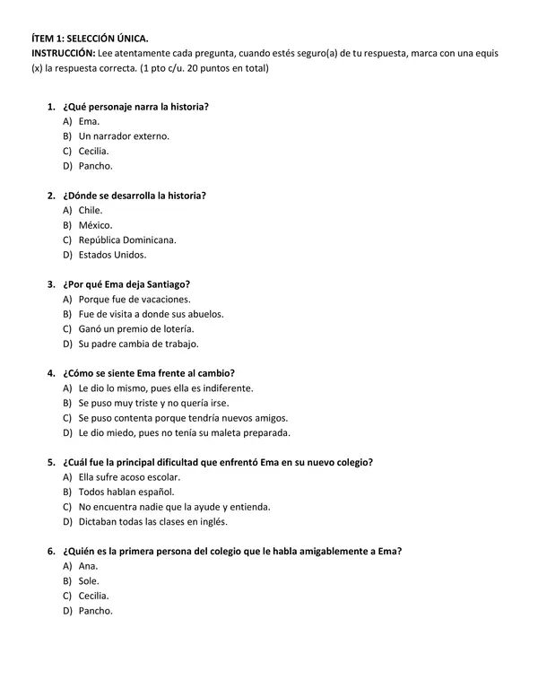Evaluación de lectura "¡Hay que salvar a Sole!"