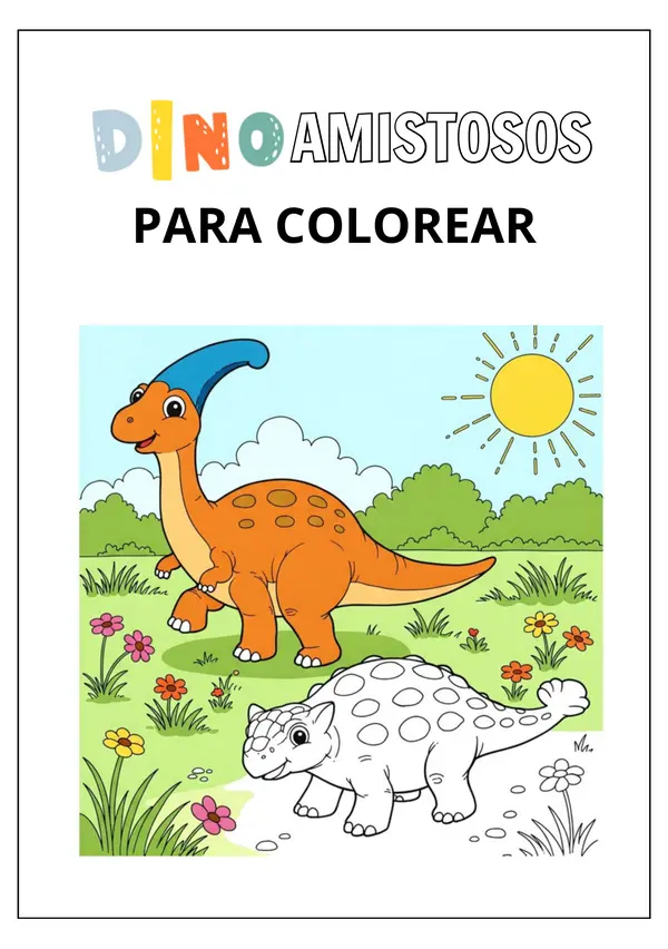 Mini libro de dinosaurio  para colorear 