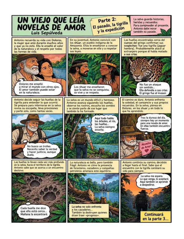 RESUMEN TIPO COMIC LIBRO UN VIEJO QUE LEÍA NOVELAS DE AMOR