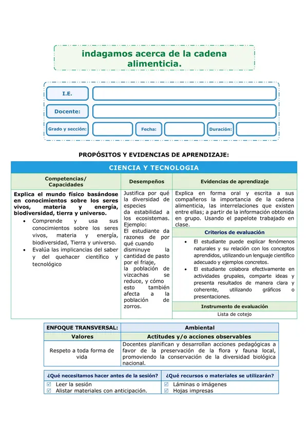 Secion de la cadena alimentaria