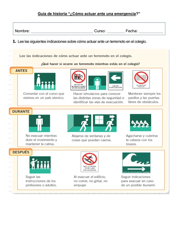 Guía "¿Cómo actuar ante una emergencia?" (incendio/terremoto)