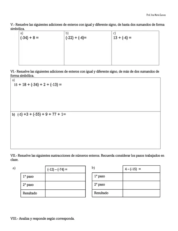 Guía refuerzo y repaso números enteros.