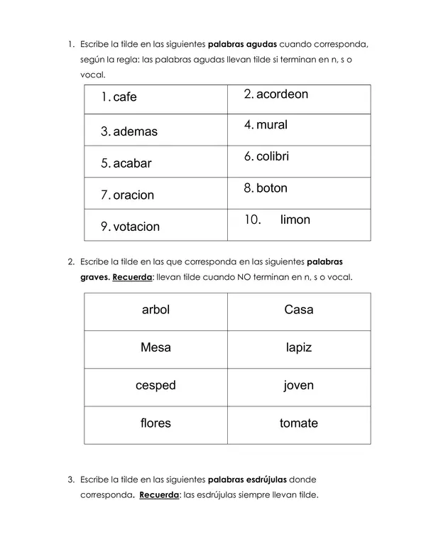 Actividad Aplica la tilde