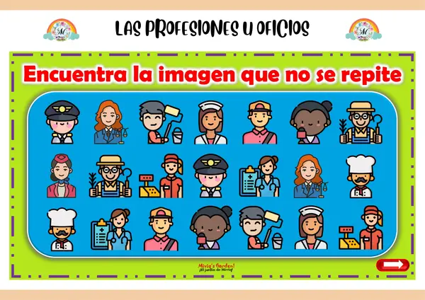 Juego de Atención: Profesiones y Oficios en pdf 