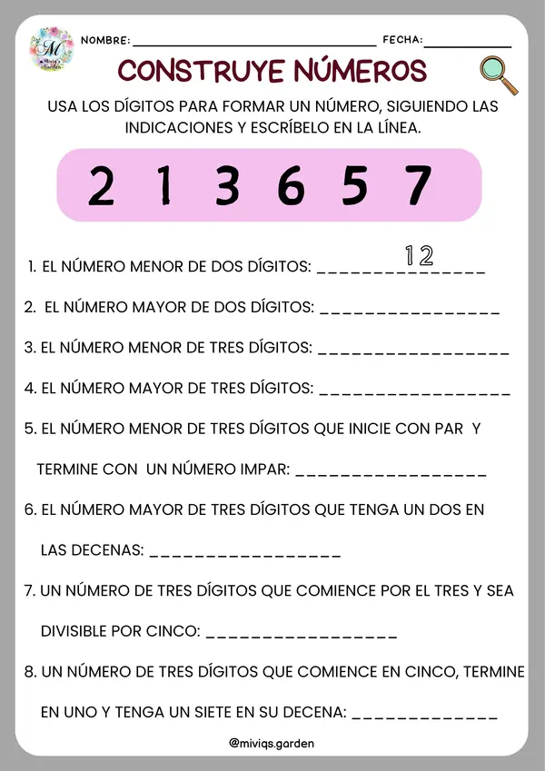 Detective de Números (Valor posicional 3 y 4 cifras)