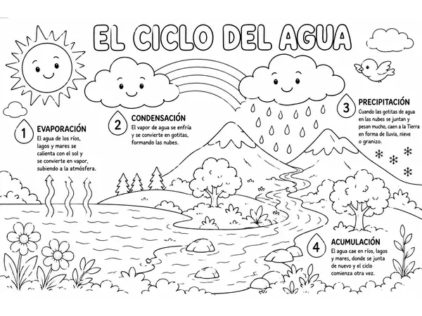 Dibujo sobre el ciclo del agua.
