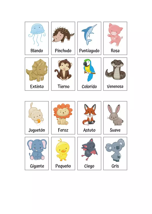 Tarjetas con Ilustraciones: Animales y sus características | profe.social