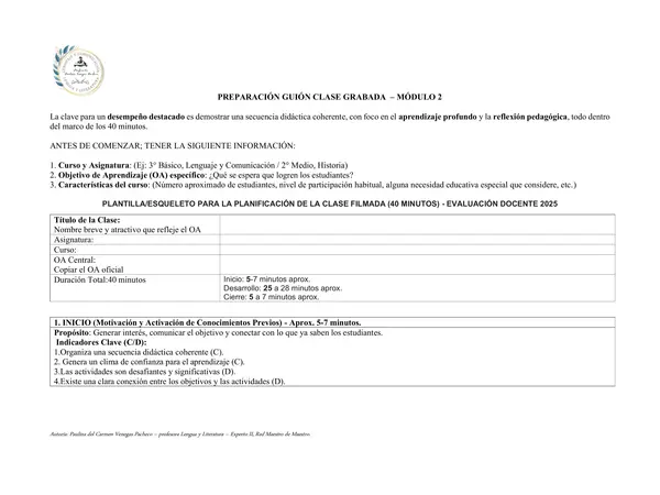 GUÍA DEFINITIVA: ESTRUCTURA COMPLETA Y TIPS PARA CLASE FILMADA (EVALUACIÓN DOCENTE)