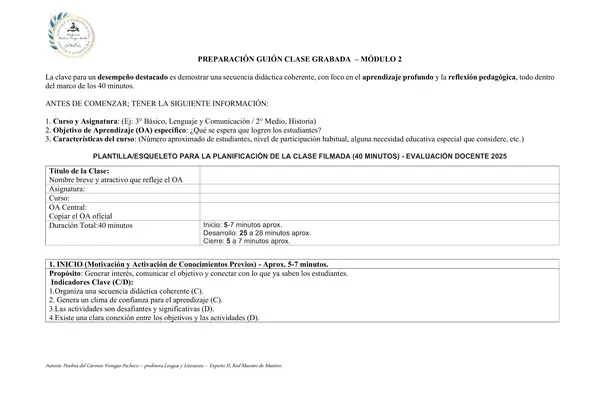 GUÍA DEFINITIVA: ESTRUCTURA COMPLETA Y TIPS PARA CLASE FILMADA (EVALUACIÓN DOCENTE)