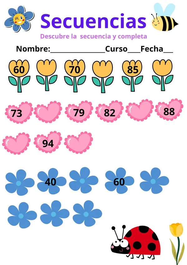 Guía de secuencia y comparación numérica del 0 al 100