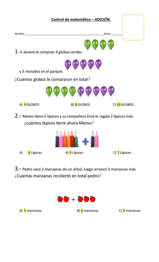 Control de matemática 