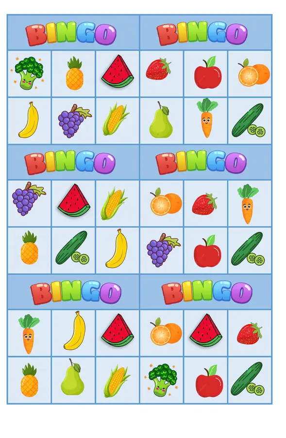 Bingo frutas y verduras