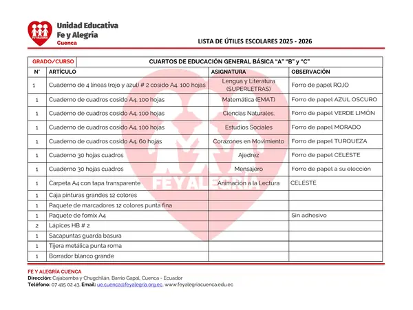 LISTAS DE UTILES 