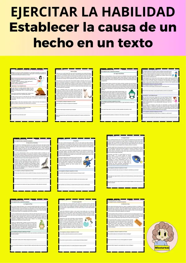 Comprensión, Establecer la causa de un hecho en un texto .