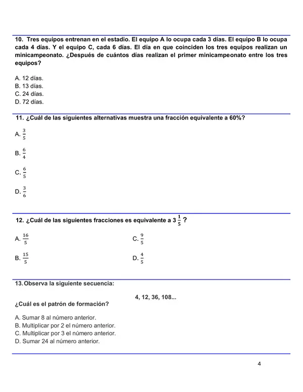 ENSAYO SIMCE 5 MATEMÁTICA 6°