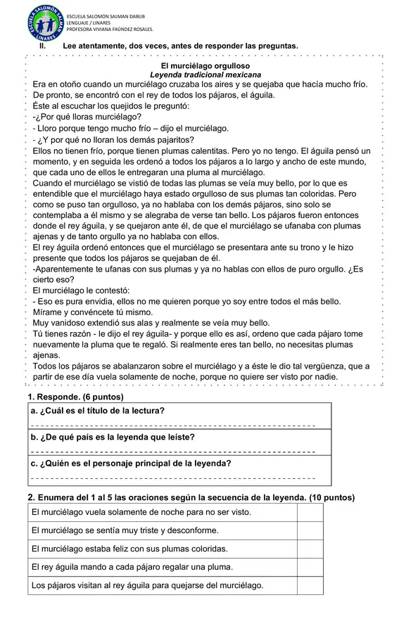 DIAGNÓSTICO LENGUAJE 3RO BÁSICO
