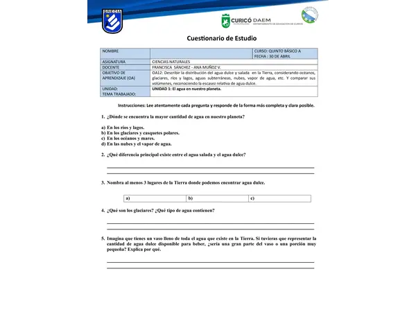 Unidad 1 Ciencias Naturales