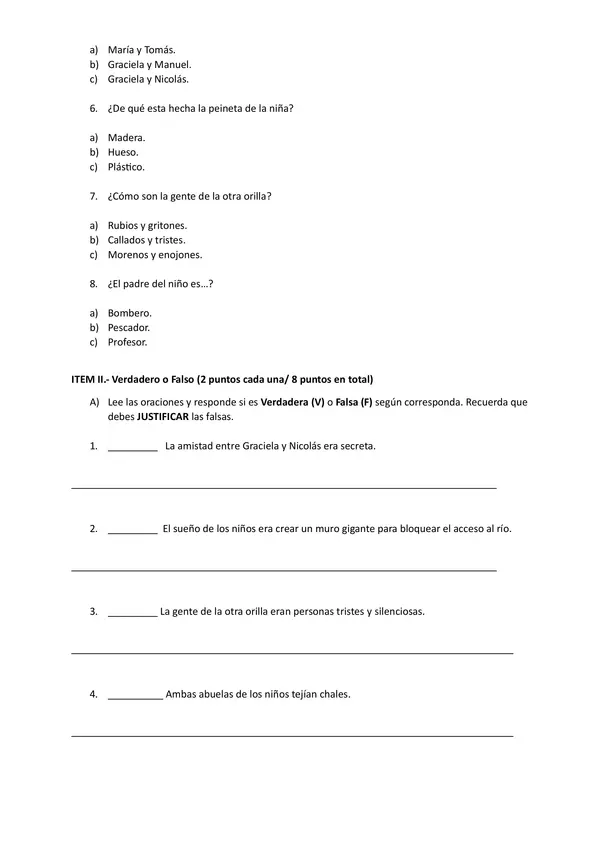 Evaluación de libro "La otra orilla"