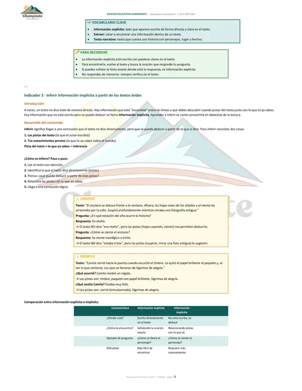 Material de preparación para Exámenes Libres 3º Básico