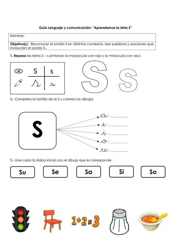 Guía letra S