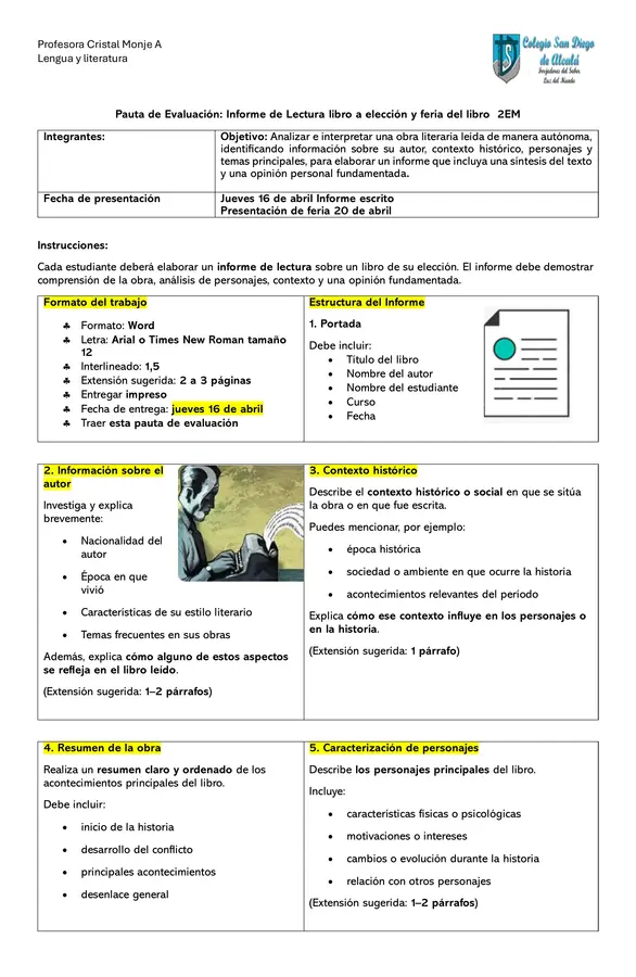 📚 Proyecto completo: Informe de lectura y Feria del Libro escolar 