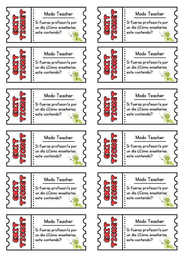 Ticket de salida - Todas las asignaturas