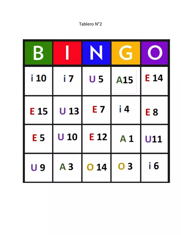Bingo de números y vocales