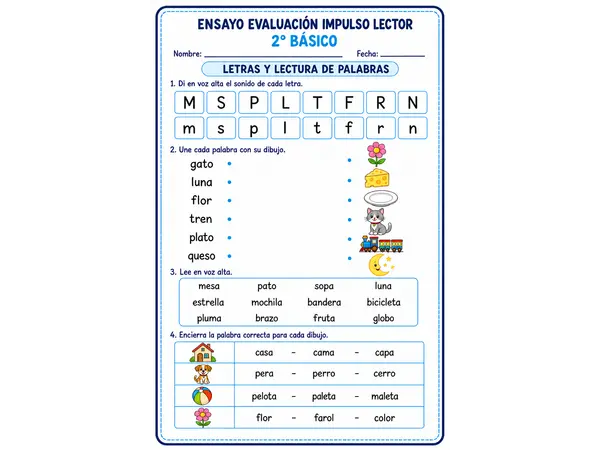 Ensayo Evaluación Impulso Lector 2° Básico.
