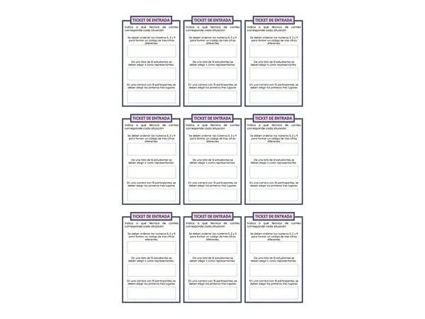 Ticket de Entrada y Salida: Técnicas de Conteo