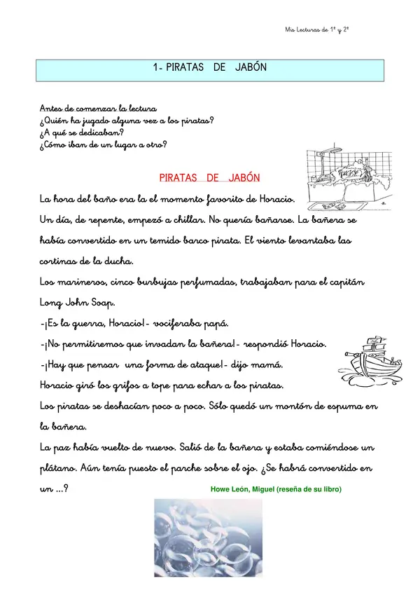 Cuadernillo de Comprensión Lectora 1° y 2° Básico