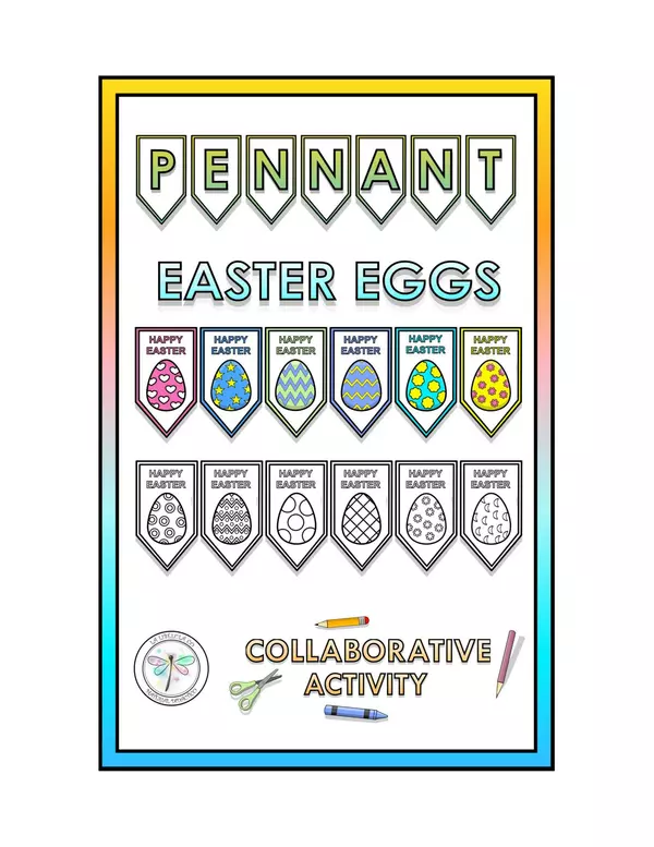 Collaborative Activity Easter Eggs Pennant Craft Banderines Huevos de Pascua