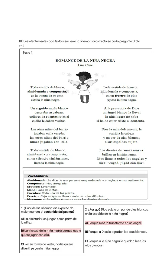 Evaluación lenguaje figurado