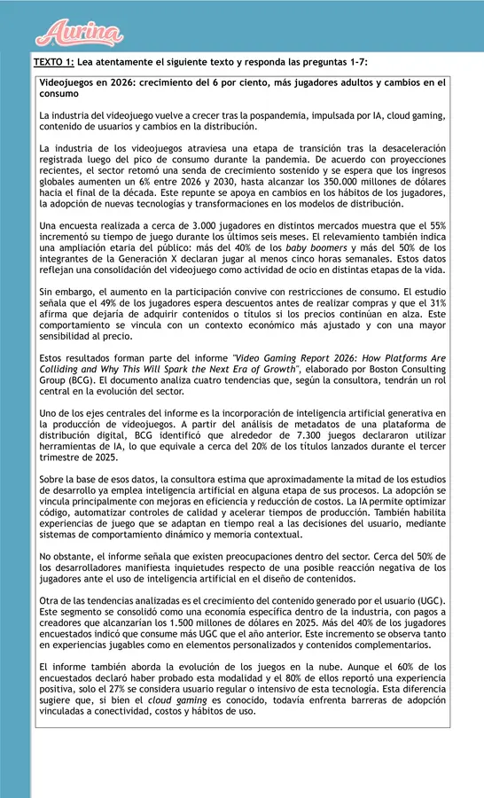 ENSAYO SIMCE LENGUAJE OCTAVO BÁSICO 2026 - POR AURINASTORE