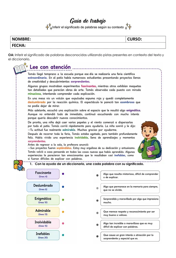 Inferir el significado de palabras según su contexto